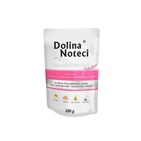 DOLINA NOTECI Premium Junior - mokra karma dla psów z sercami indyka oraz wątróbką i gęsią - saszetka 100g