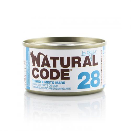 NATURAL CODE 28 Tuńczyk I Mix Owoców Morza W Galaretce - mokra karma dla kota - puszka 85g