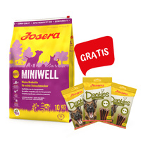 JOSERA Miniwell 10kg + 3x Denties Turkey & Apple 180g GRATIS