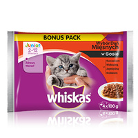 WHISKAS Junior - Mięsne Dania W Sosie - saszetka 4x100g