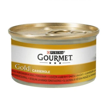 GOURMET Gold Casserole Wołowina Z Kurczakiem W Sosie Pomidorowym - mokra karma dla kota 85g