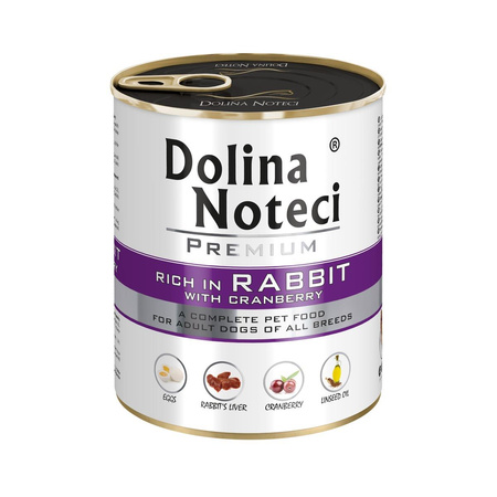 DOLINA NOTECI Premium  - mokra karma dla psa z królikiem i żurawiną - puszka 800g