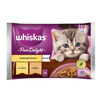 WHISKAS Junior Pure Delight Drobiowe Frykasy W Galaretce - mokra karma dla kota - saszetka 4x85g