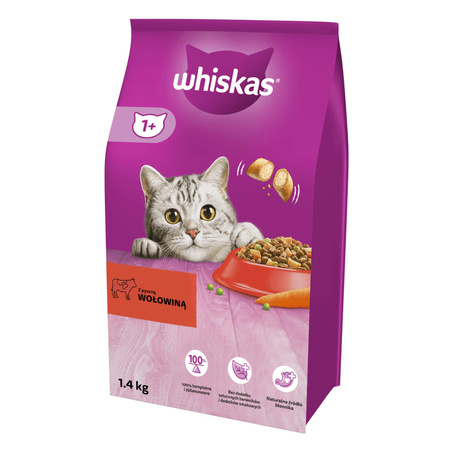 WHISKAS Adult Z Wołowiną - sucha karma dla kota 1,4kg