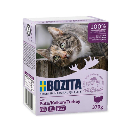 BOZITA Cat kawałki z indykiem w galaretce - mokra karma dla kota - kartonik 370g