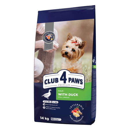 CLUB 4 PAWS Adult Small Breed Z Kaczką - sucha karma dla psa 14kg