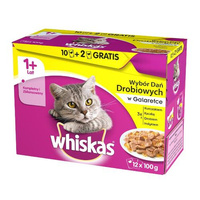 WHISKAS Drobiowe Dania W Galaretce - mokra karma dla kota - saszetka 12x100g