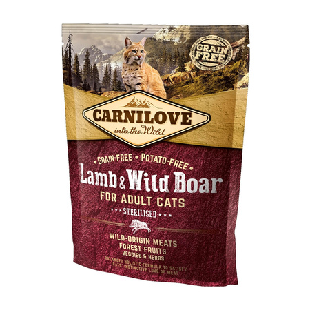 CARNILOVE Cat Lamb & Wild Boar Sterilised - sucha karma dla kota 400g