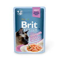 BRIT Premium Cat Sterilised Pouch Gravy Fillets with Salmon - mokra karma dla kota - saszetka 85g