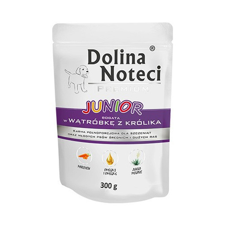 DOLINA NOTECI Premium Junior - mokra karma dla psa z wątróbką królika - saszetka 300g