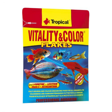 TROPICAL Vitality & Color Flakes - pokarm dla rybek akwariowych płatki 100ml