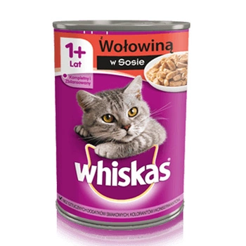 WHISKAS Wołowina W Sosie - mokra karma dla kota - puszka 400g