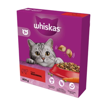 WHISKAS Adult Z Wołowiną - sucha karma dla kota 800g