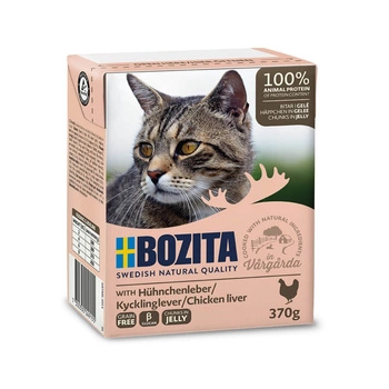 BOZITA Cat z wątróbką drobiową w galarecie - mokra karma dla kota - kartonik 370g