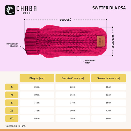 CHABA Sweter dla psa z golfem fuksja - rozmiar XXL