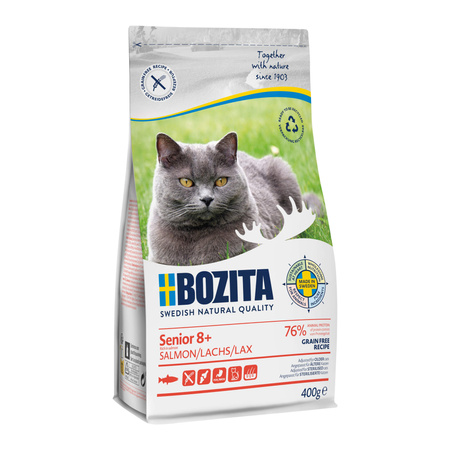 BOZITA Grain Free Senior 8+ Salmon - sucha karma dla kota 400g