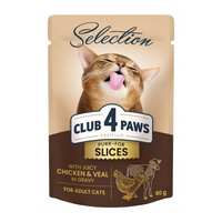 CLUB 4 PAWS Premium Selection Kurczak z cielęciną w sosie - mokra karma dla kota - saszetka 80g - 12szt