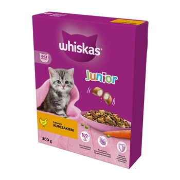 WHISKAS Junior Z Kurczakiem - sucha karma dla kota 300g