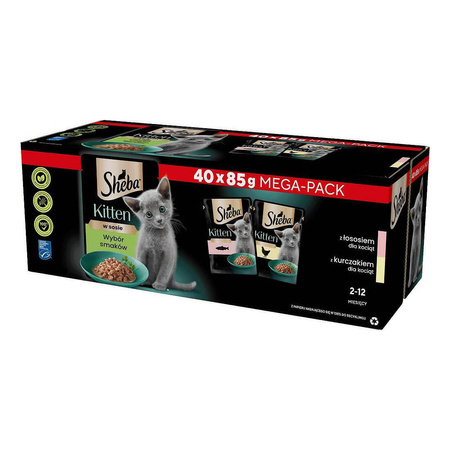 SHEBA Kitten Wybór Smaków w sosie - mokra karma dla kociąt - saszetka 40x85g