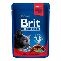 BRIT Cat Premium Beef Stew & Peas - mokra karma dla kota - saszetka 100g