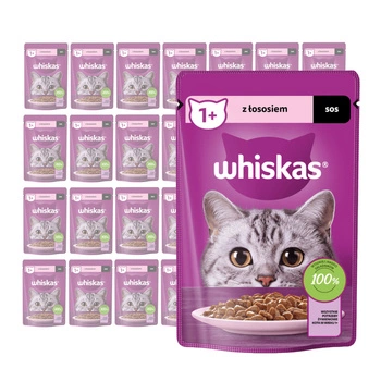 WHISKAS Adult Z Łososiem W Sosie - mokra karma dla kota - saszetka 28 x 85g